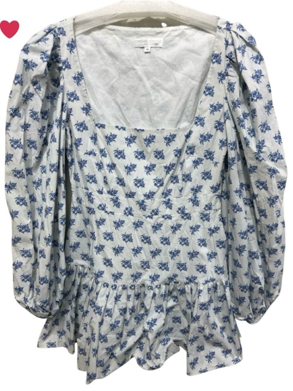 Caroline Constas Puff Sleeve Square Neck Peplum Top- great condition !